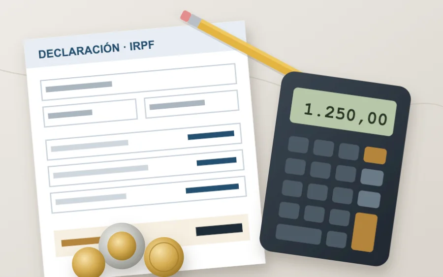 Calculadora, declaración de impuestos y monedas de euro